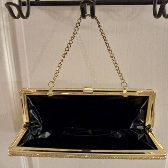 Vintage 1970s Golden Glitter snap shut with chain handle handbag - Picture 6 of 6